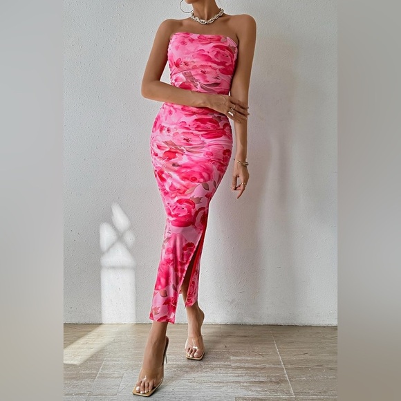 Summer Maxi Bodycon 
Strapless Tube Top Printed Long Party Club Slit Dress
8069 - Picture 5 of 7
